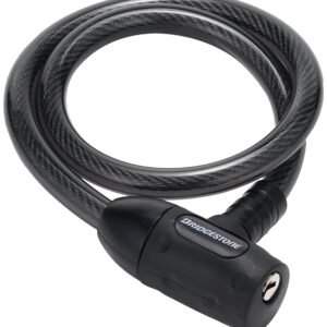 81Bl57lTdrL Bridgestone Bicycle Key Wire Lock Black Anti Theft Security